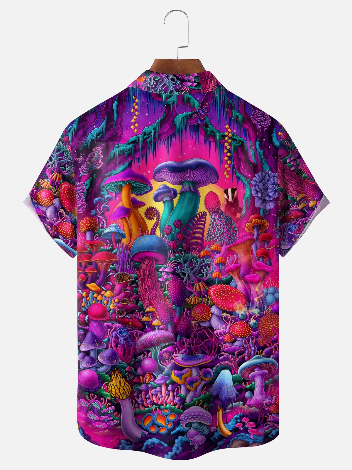 Moisture-wicking Hippie Mushroom Chest Pocket Casual Shirt