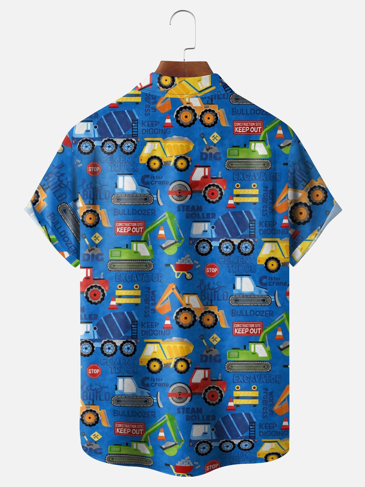 Moisture Wicking Engineering Vehicle Excavator Chest Pocket Hawaiian Shirt