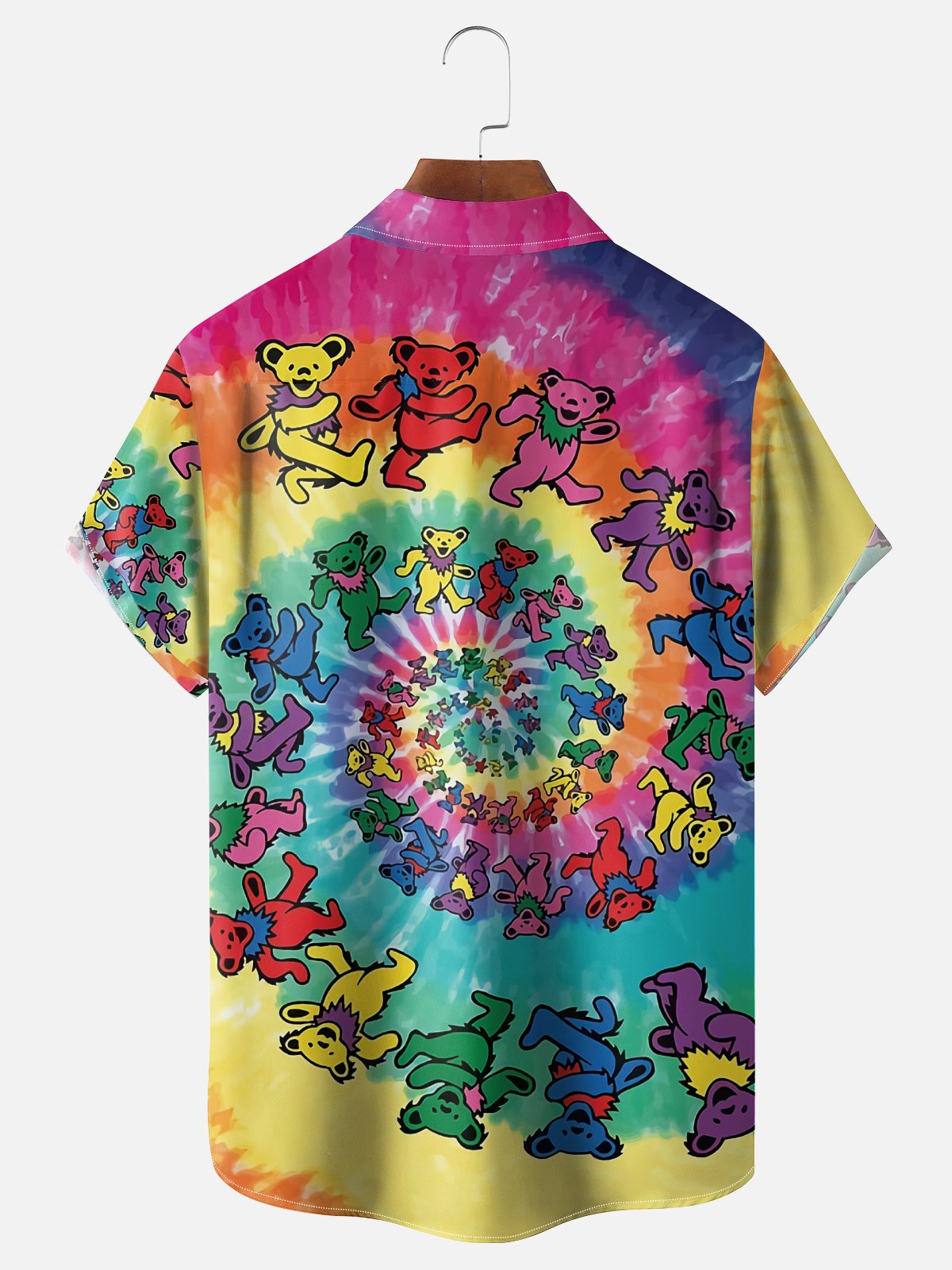 Moisture-wicking Music Hippie Bear Chest Pocket Casual Shirt