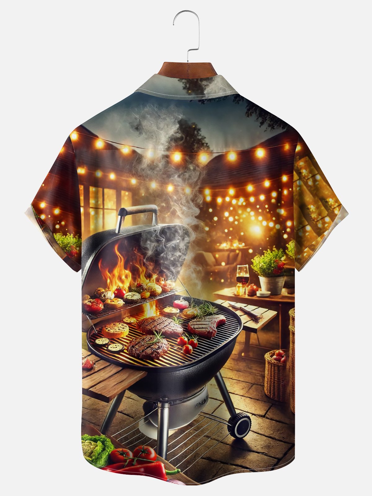 Moisture-wicking Party BBQ Fun Grill Chest Pocket Casual Shirt