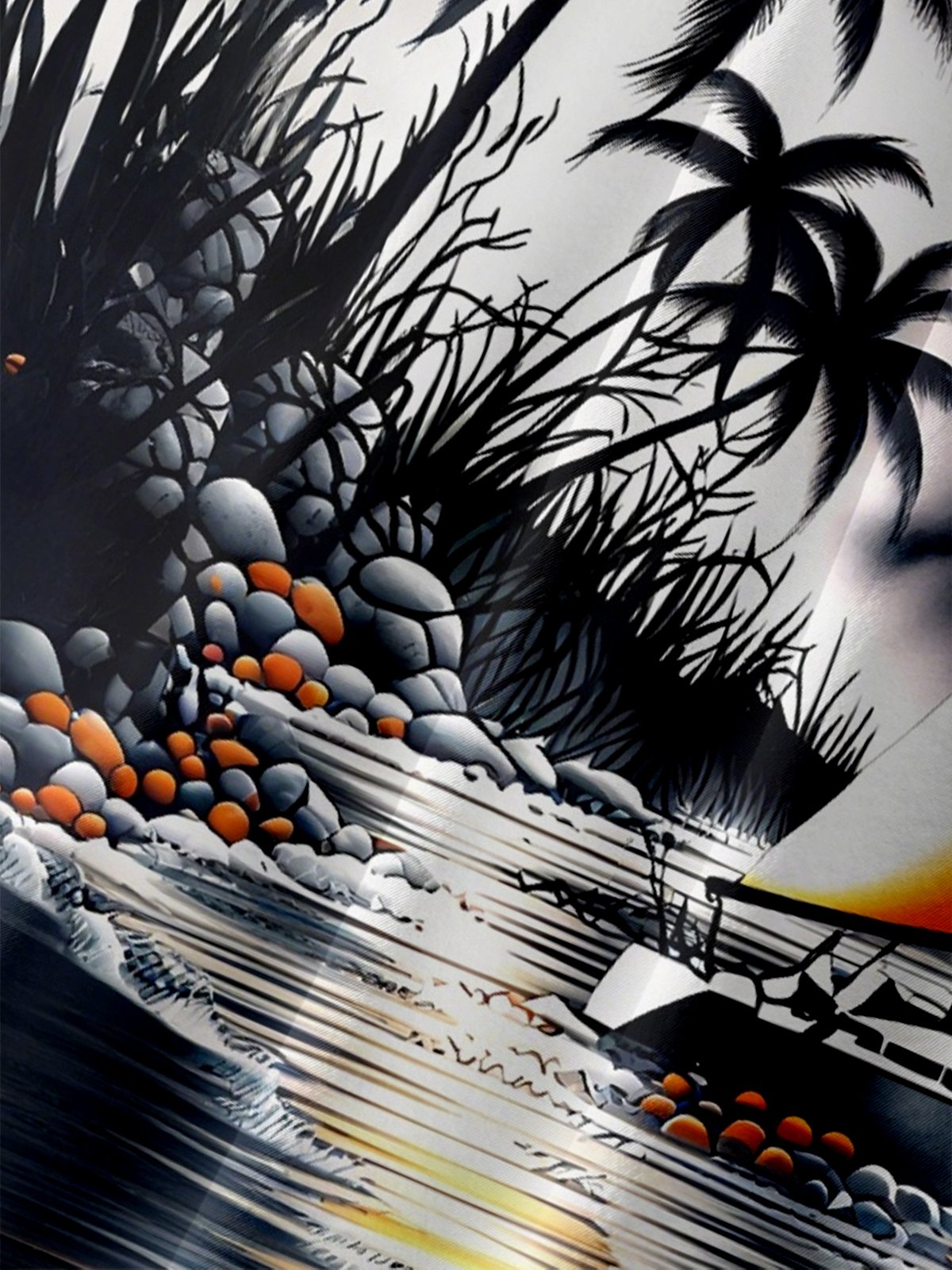 Moisture Wicking Abstract Coconut Tree Chest Pocket Hawaiian Shirt