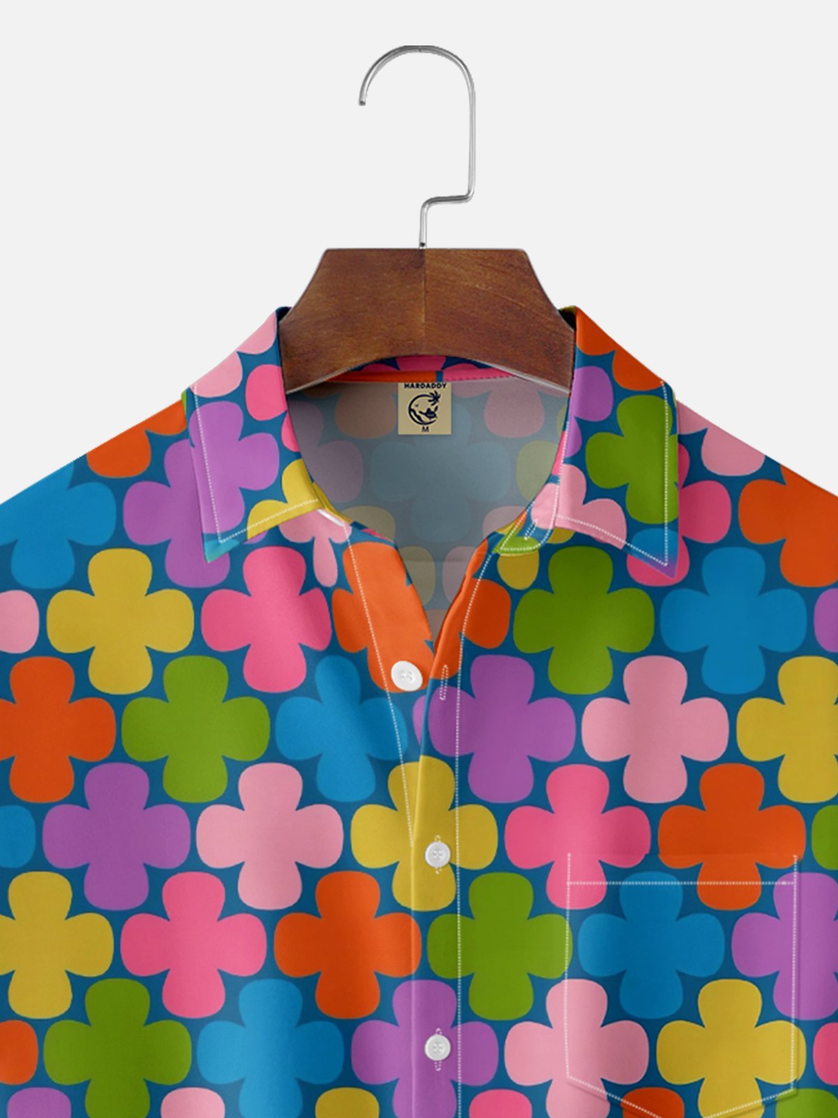 Moisture-wicking Geomatric Floral Chest Pocket Casual Shirt