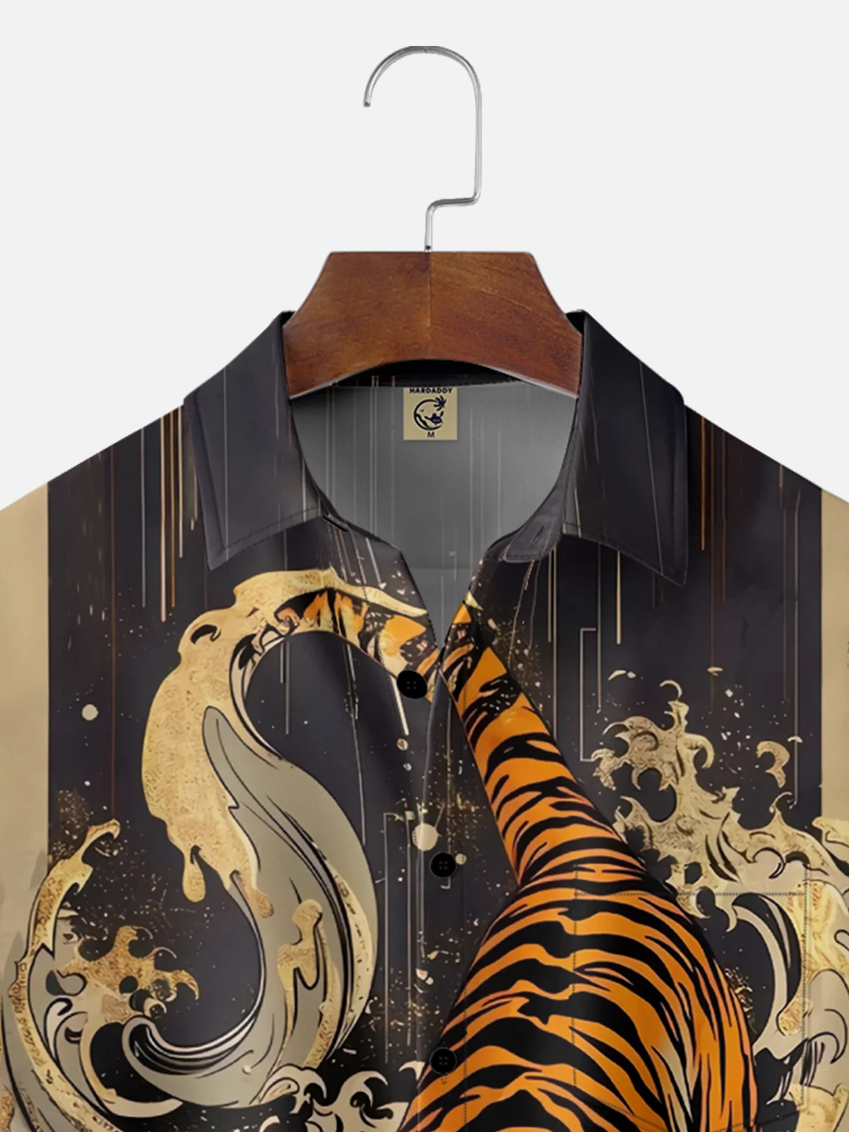 Moisture-wicking Ukiyo-e Tiger Japan Chest Pocket Hawaiian Shirt