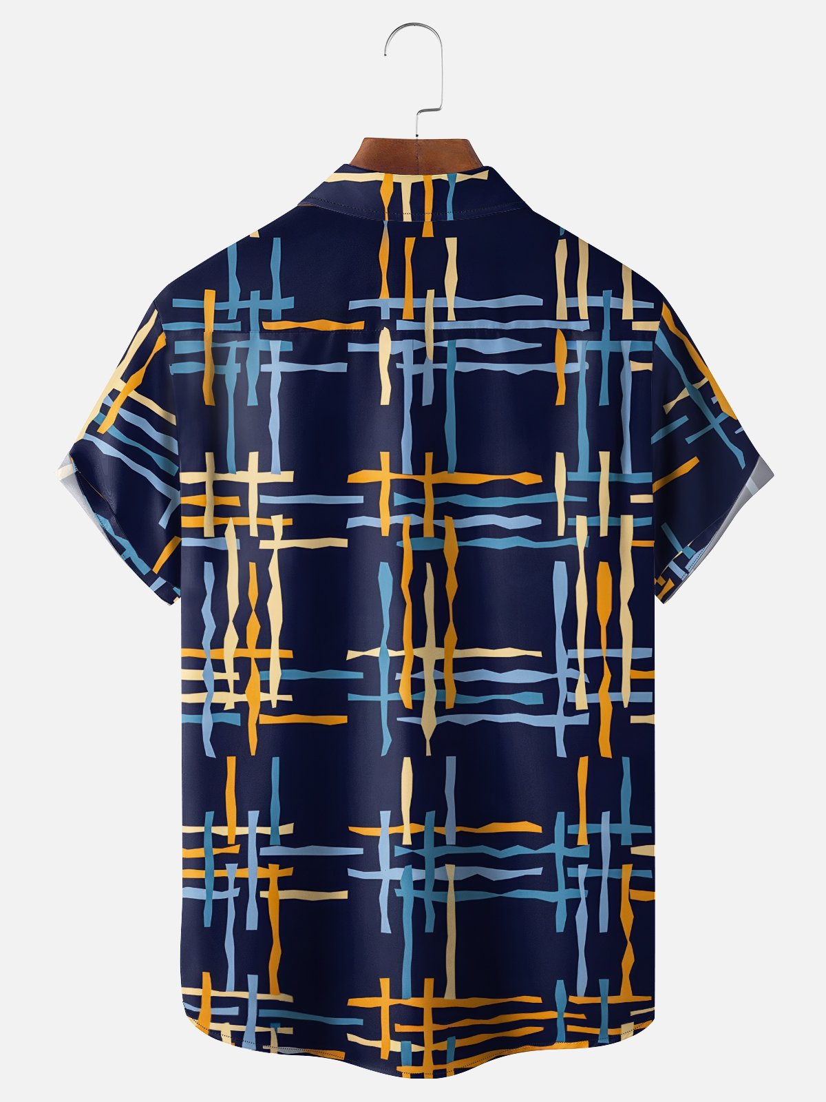 Moisture-wicking Geometric Abstract Stripes Chest Pocket Casual Shirt