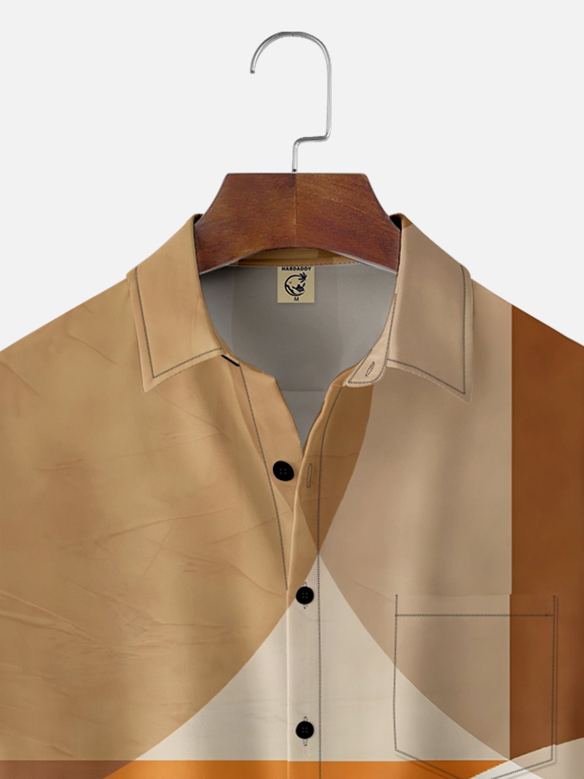 Moisture-Wicking Geometric Colorblock Chest Pocket Hawaiian Shirt