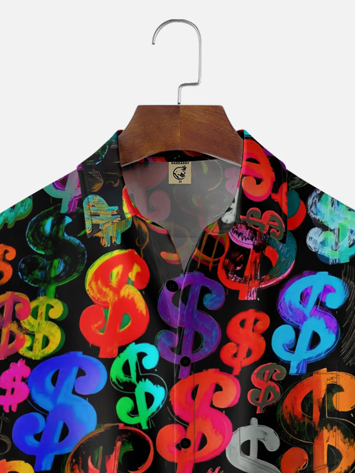Moisture Wicking Abstract Dollar Chest Pocket Hawaiian Shirt