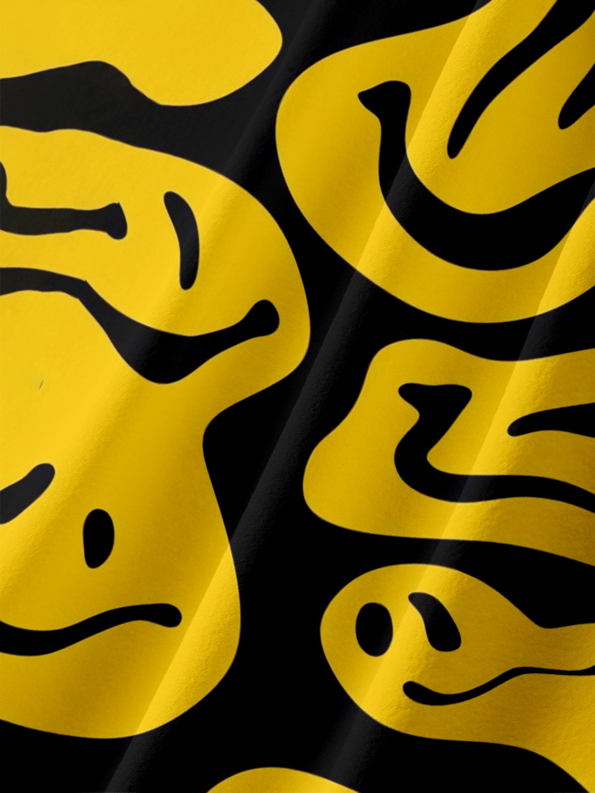 Moisture Wicking Abstract Smiley Face Chest Pocket Hawaiian Shirt