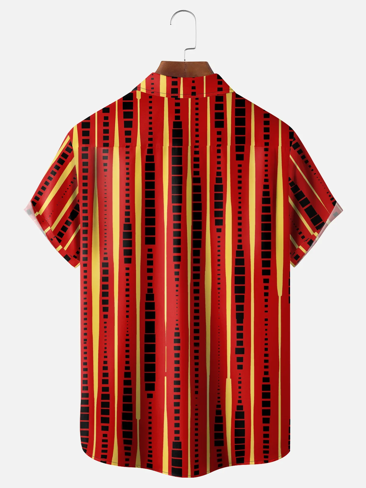 Moisture-wicking Geometric Abstract Stripes Chest Pocket Casual Shirt