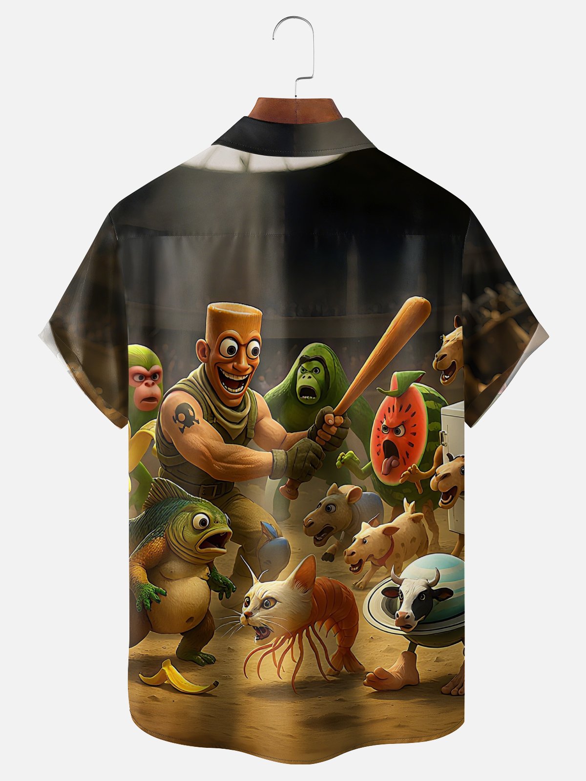 Moisture Wicking Funny Animal Chest Pocket Hawaiian Shirt