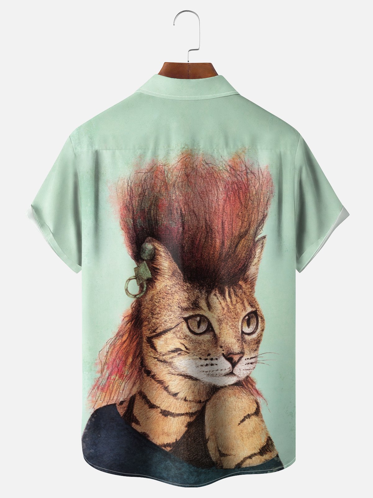 Hardaddy X Mikekoubou Moisture-wicking Punk Cat Chest Pocket Hawaiian Shirt