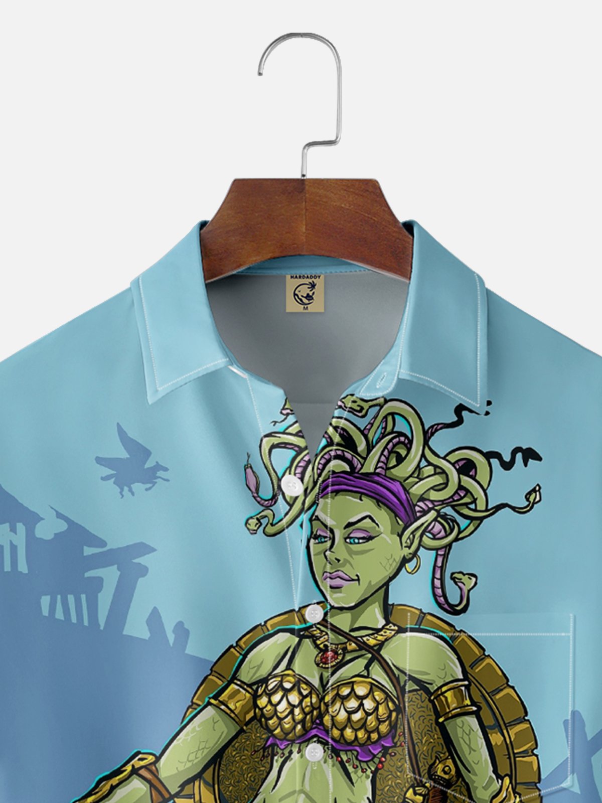 Hardaddy x John Nelson Moisture-wicking Medusa Warrior Chest Pocket Hawaiian Shirt