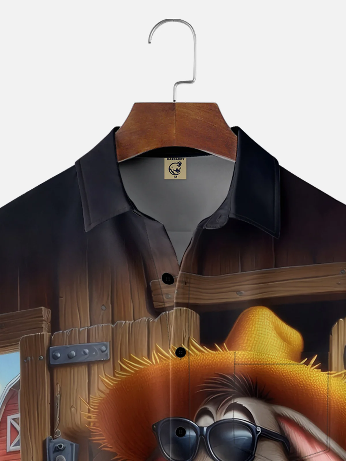 Moisture-wicking Funny Straw Hat Donkey Farm Chest Pocket Hawaiian Shirt