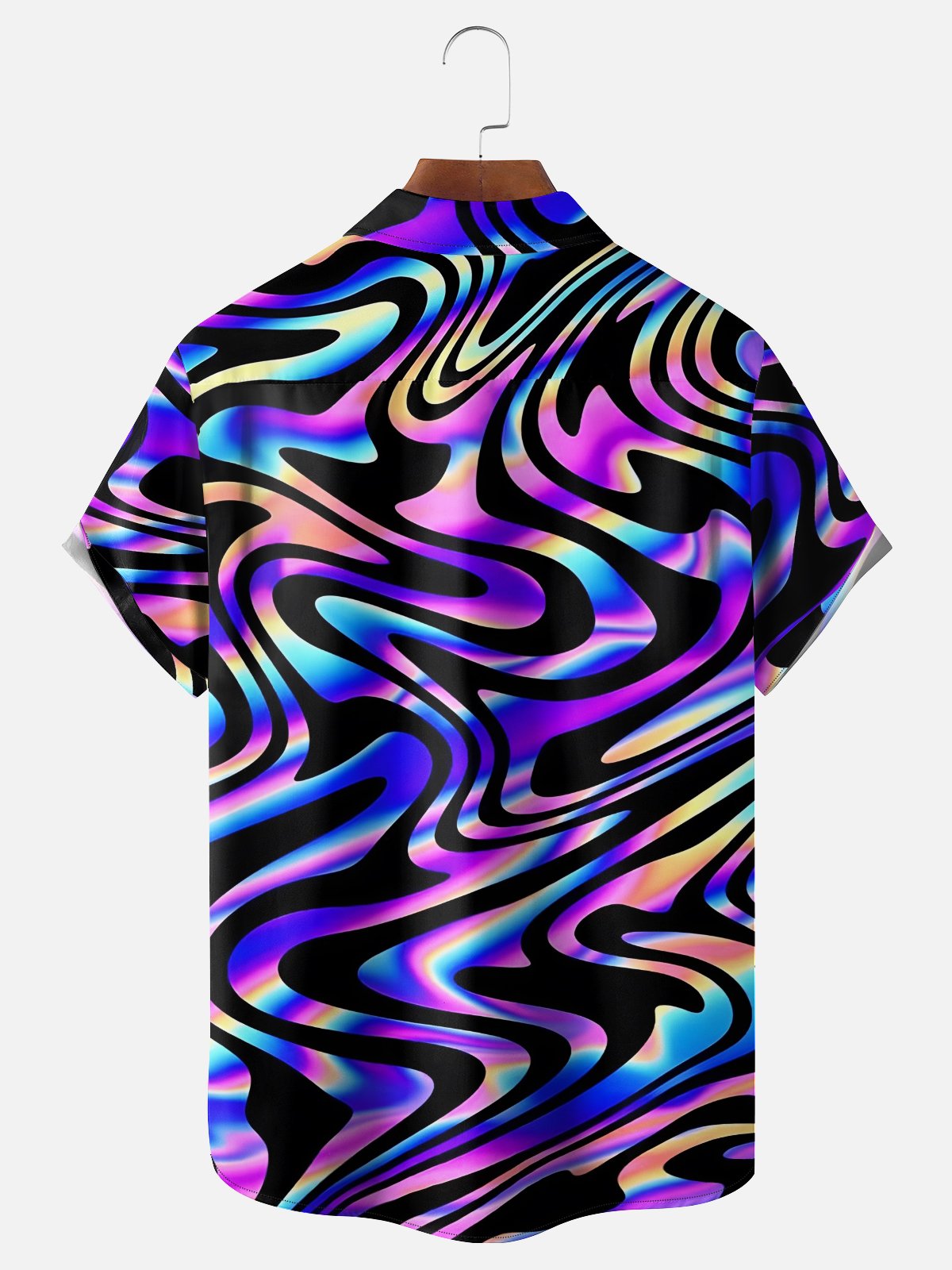 Moisture-wicking Artistic Abstract Gradient Chest Pocket Casual Shirt