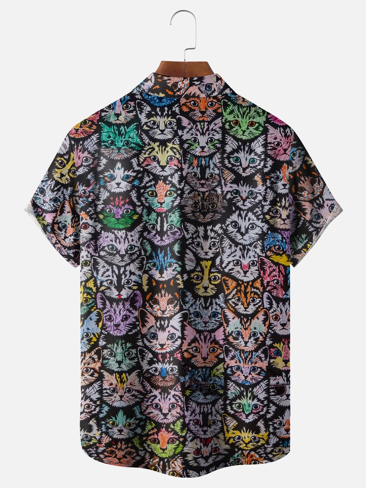 Moisture-wicking Art Cats Chest Pocket Casual Shirt