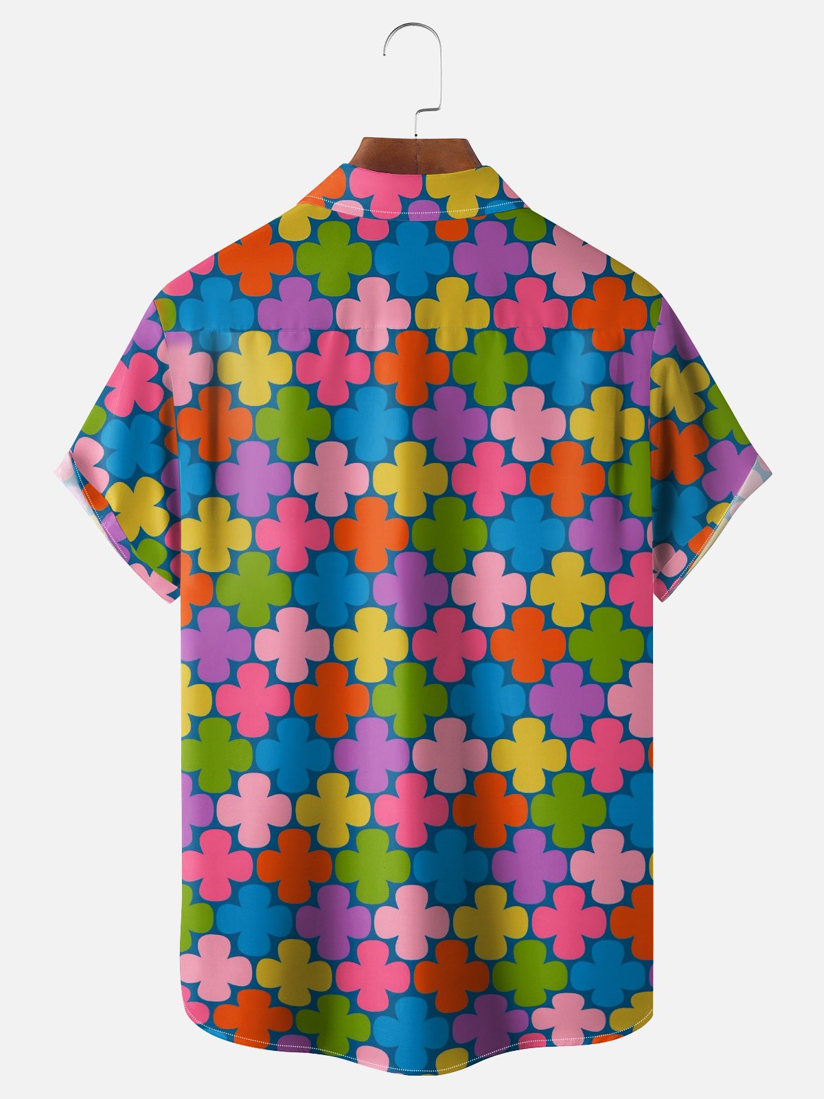 Moisture-wicking Geomatric Floral Chest Pocket Casual Shirt