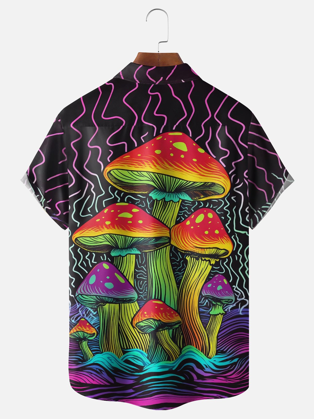 Moisture-wicking Hippie Mushroom Chest Pocket Casual Shirt