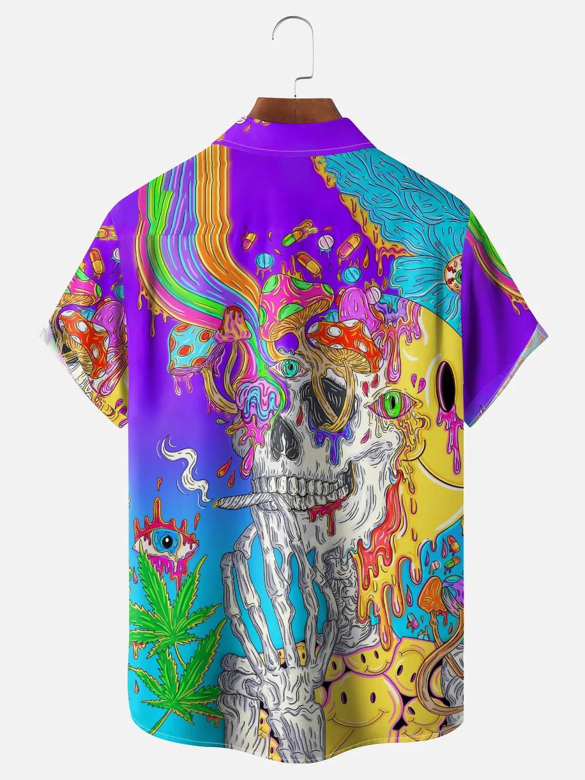 Moisture-wicking Art Pop Music Hippie Skull Chest Pocket Casual Shirt