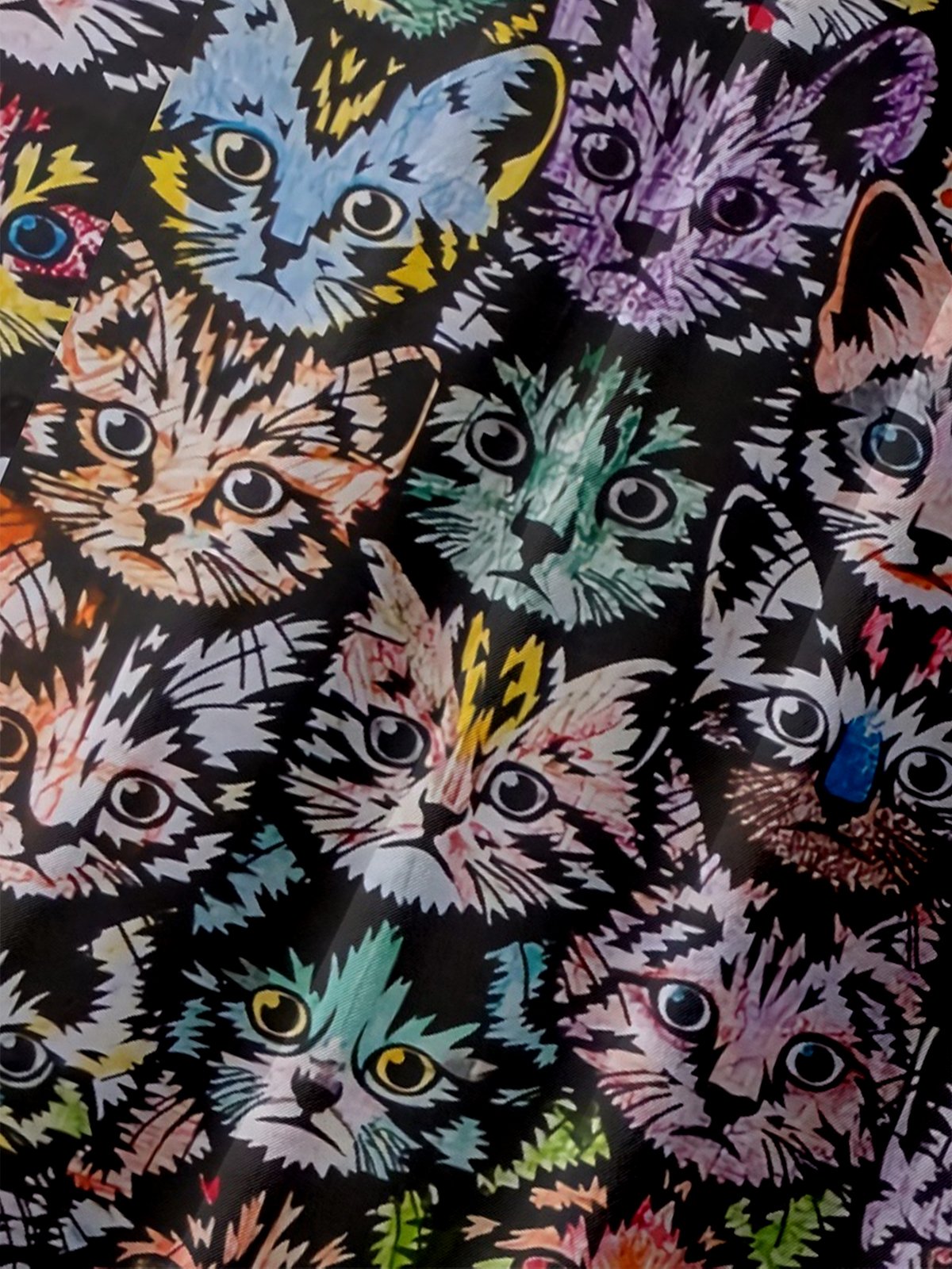 Moisture-wicking Art Cats Chest Pocket Casual Shirt