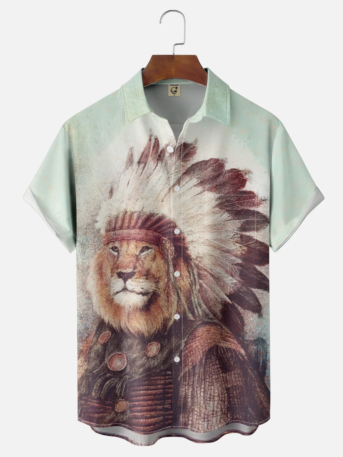 Hardaddy X Mikekoubou Moisture-wicking National Lion Chest Pocket Hawaiian Shirt