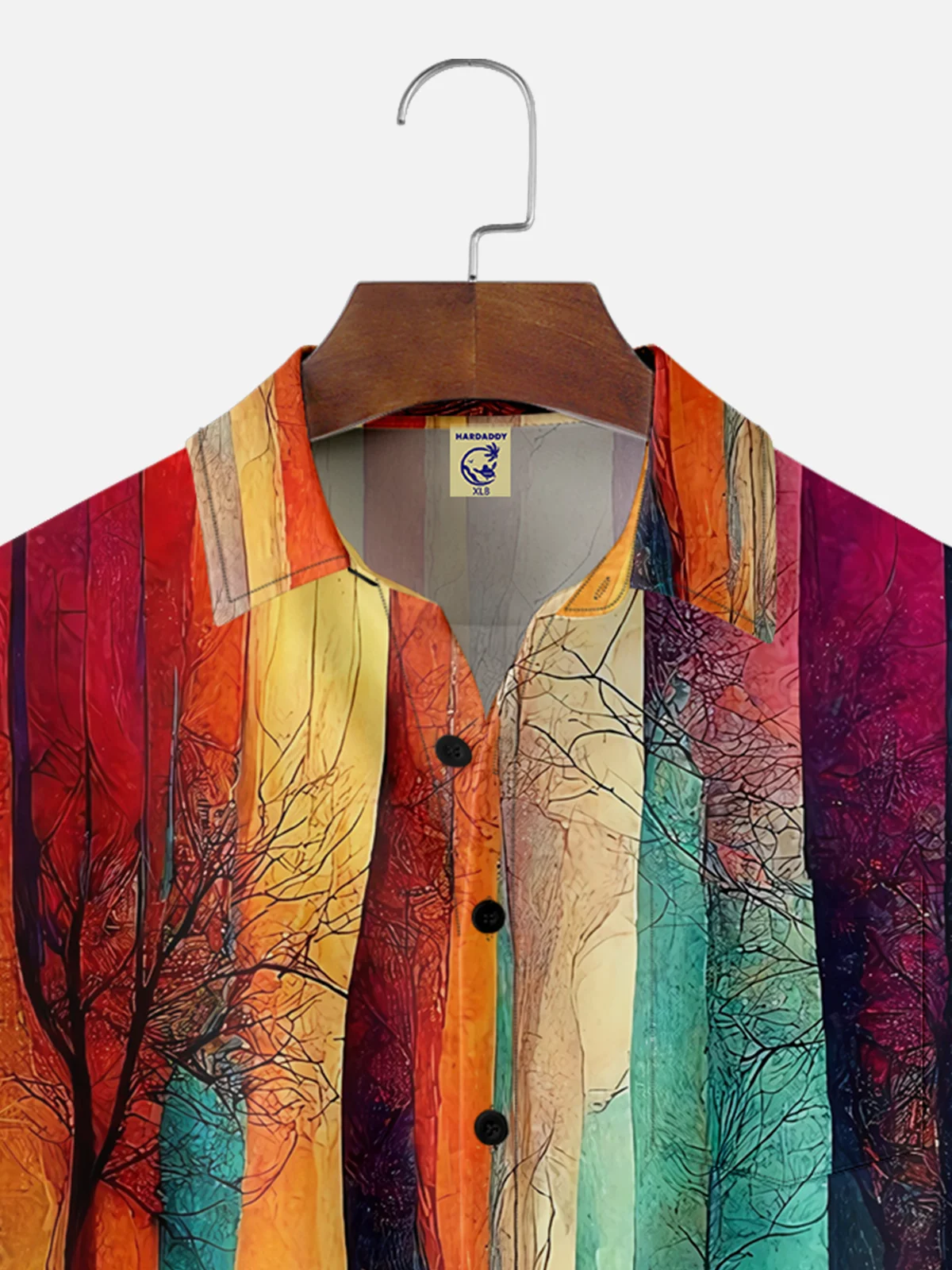 Big Size Moisture-wicking Abstract Art Plant Painting Chest Pocket Casual Shirt