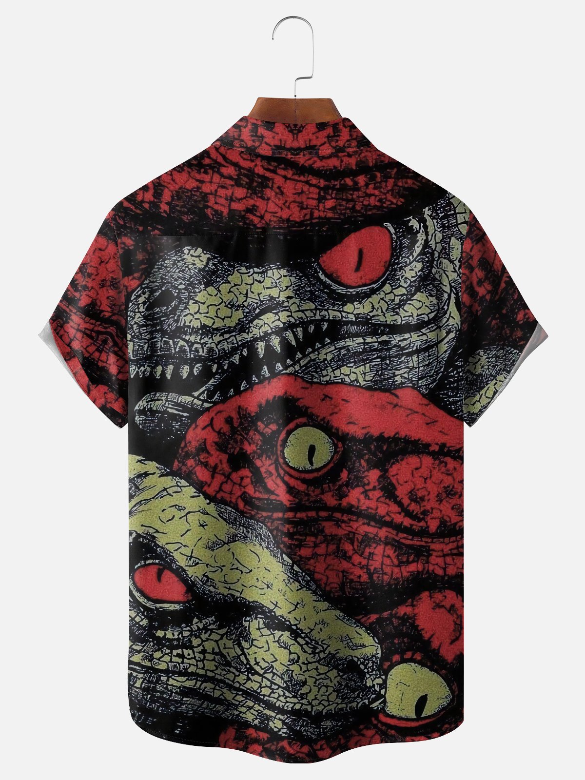 Moisture-wicking Tyrannosaurus Rex Dinosaur Chest Pocket Hawaiian Shirt