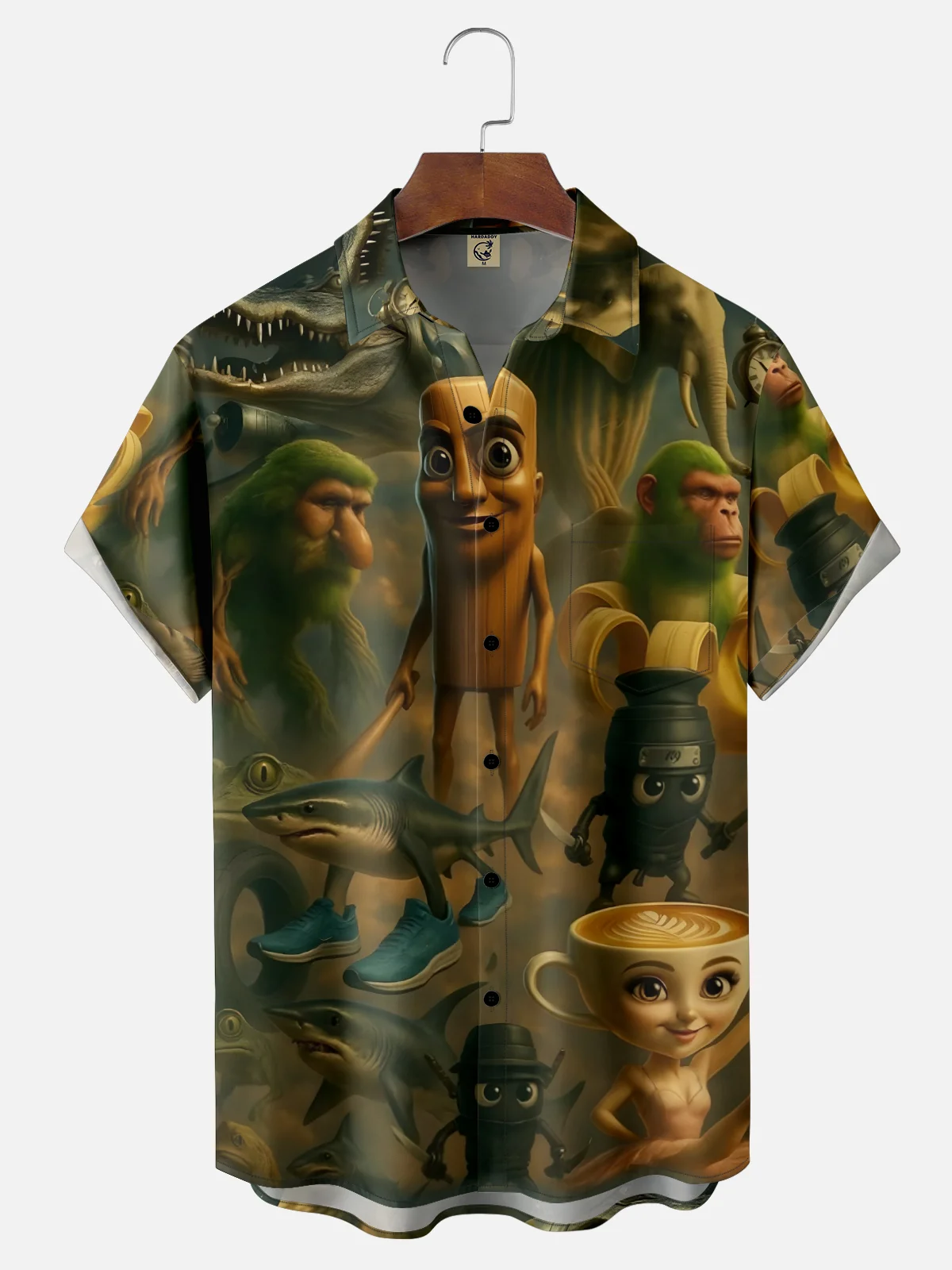 Moisture-wicking Fun "Tralalelo Tralala" Team Vanguard Chest Pocket Hawaiian Shirt