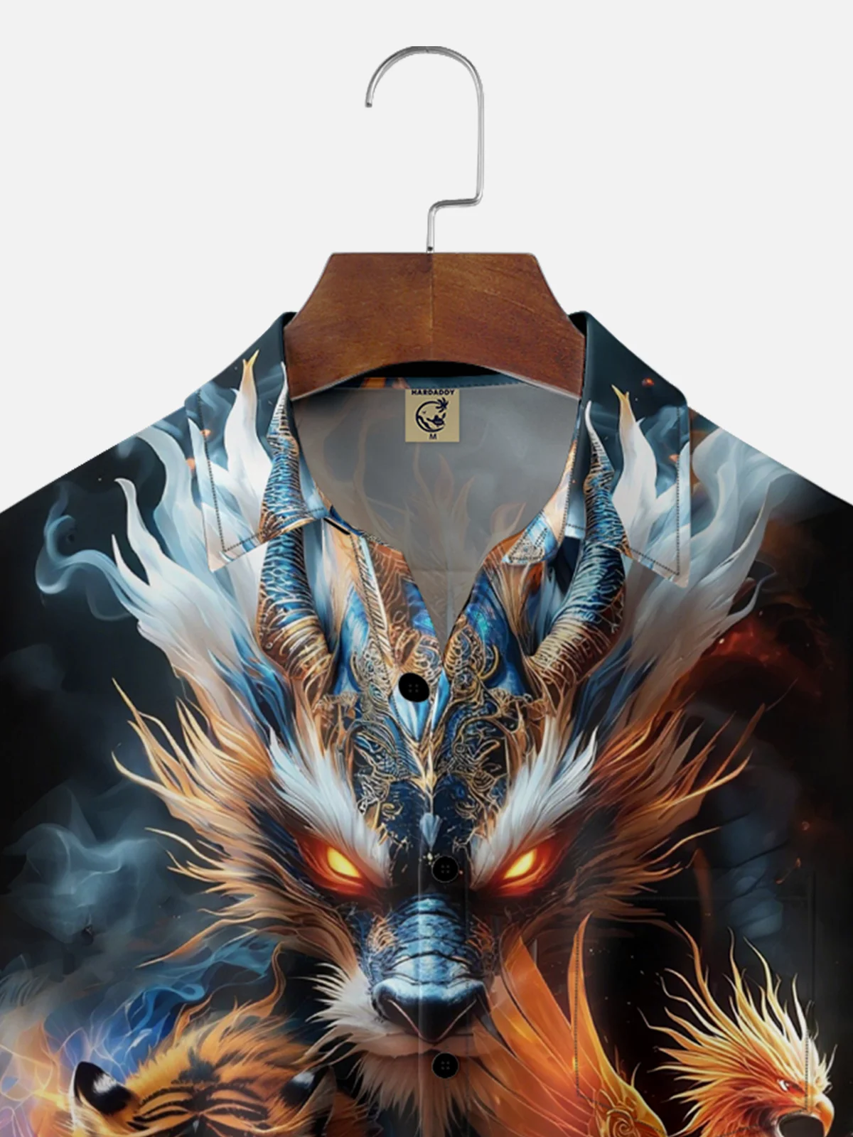 Moisture-wicking Tiger Dragon Phoenix Turtle Japanese Chest Pocket Hawaiian Shirt