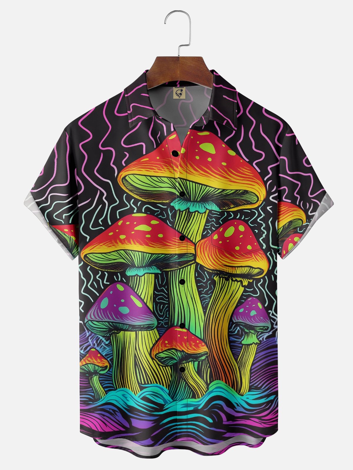 Moisture-wicking Hippie Mushroom Chest Pocket Casual Shirt