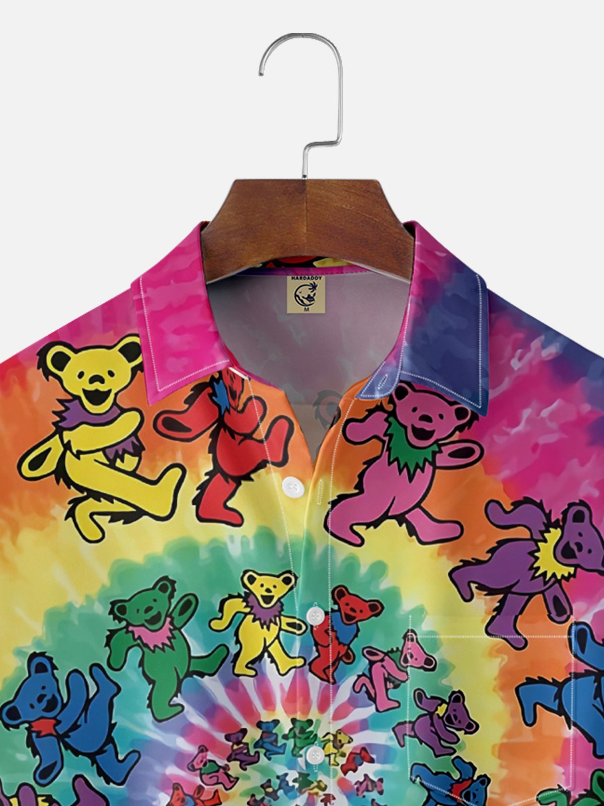 Moisture-wicking Music Hippie Bear Chest Pocket Casual Shirt