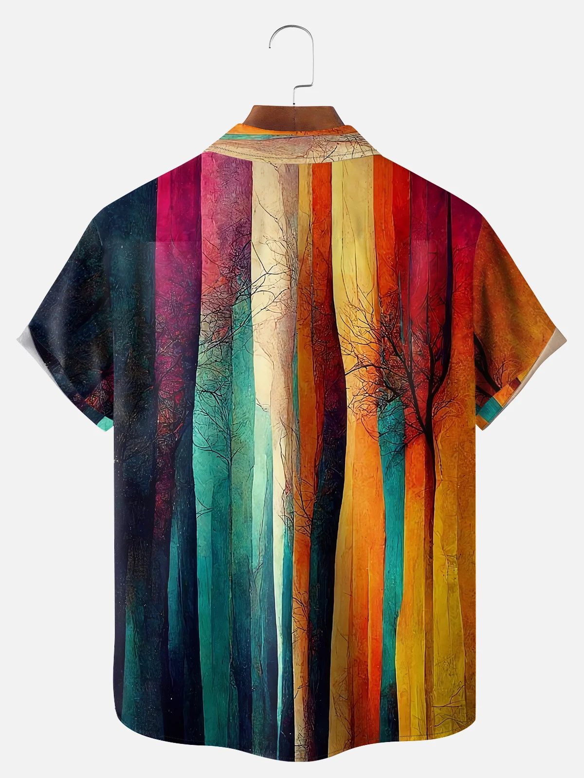 Big Size Moisture-wicking Abstract Art Plant Painting Chest Pocket Casual Shirt