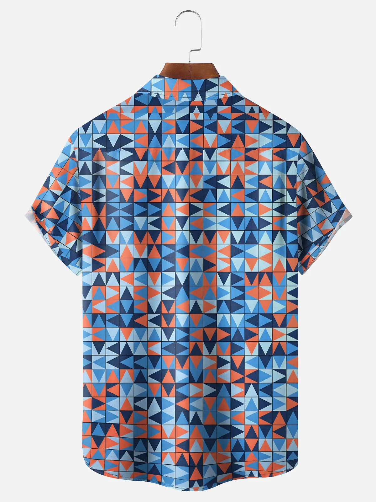 Moisture Wicking Art Geometric Color Block Chest Pocket Hawaiian Shirt
