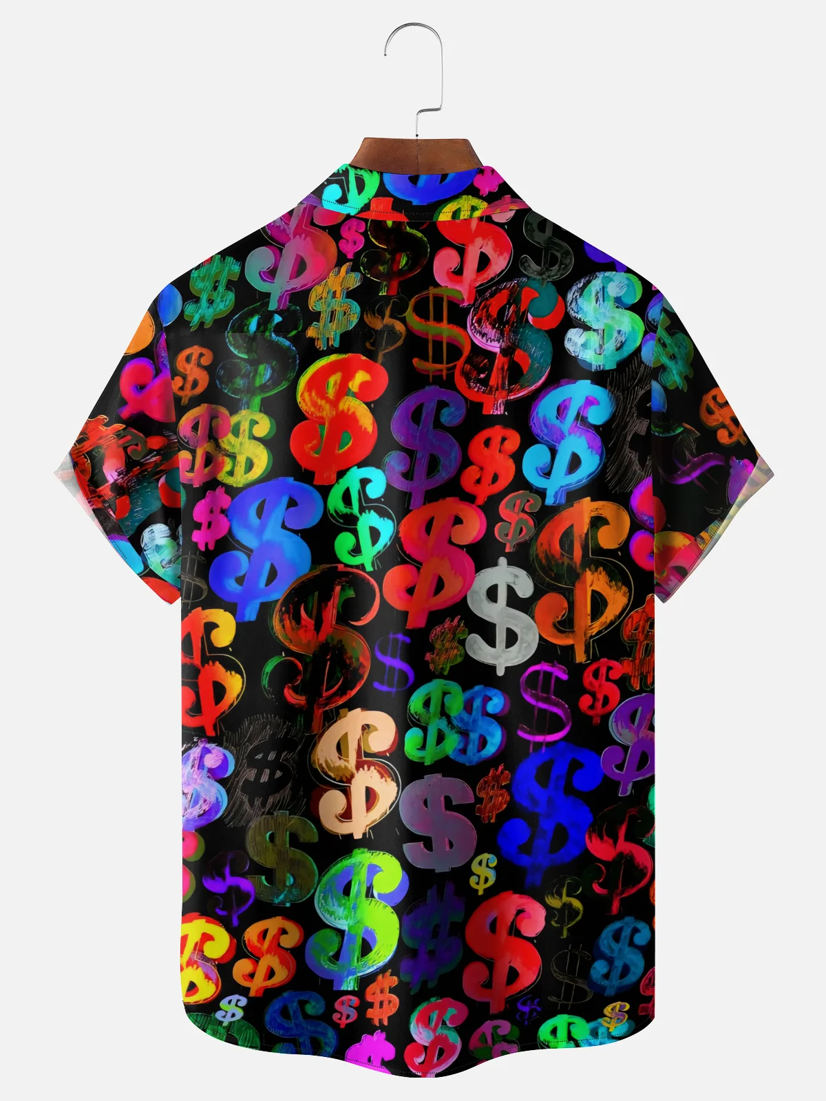 Moisture Wicking Abstract Dollar Chest Pocket Hawaiian Shirt