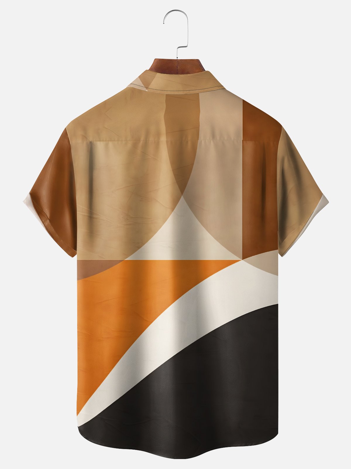Moisture-Wicking Geometric Colorblock Chest Pocket Hawaiian Shirt