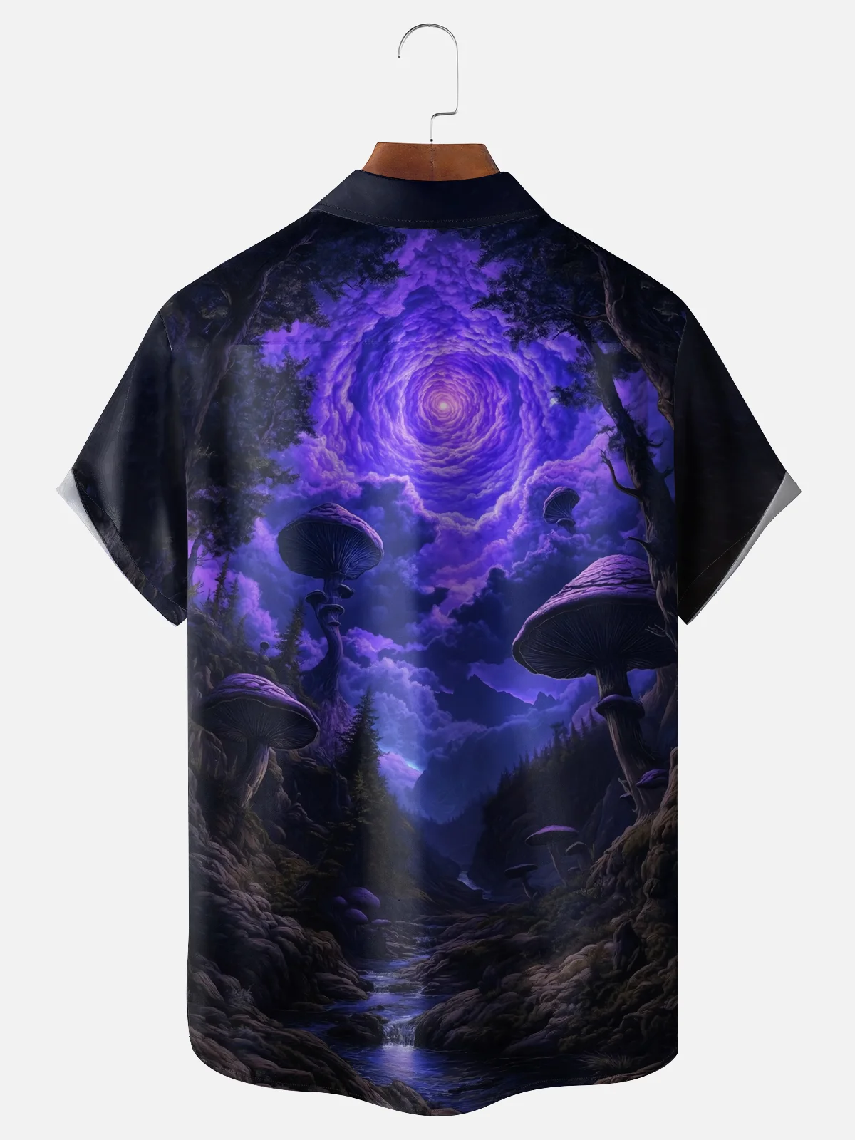 Moisture-wicking Purple Mushroom Hippie Chest Pocket Casual Shirt