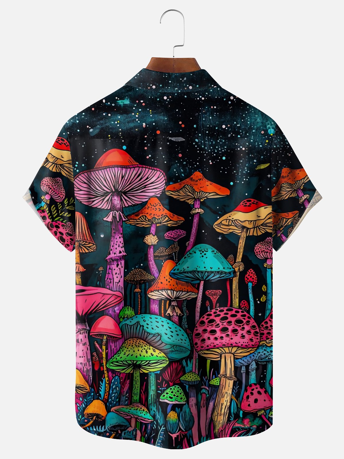 Moisture-wicking Mushroom Hippie Chest Pocket Hawaiian Shirt