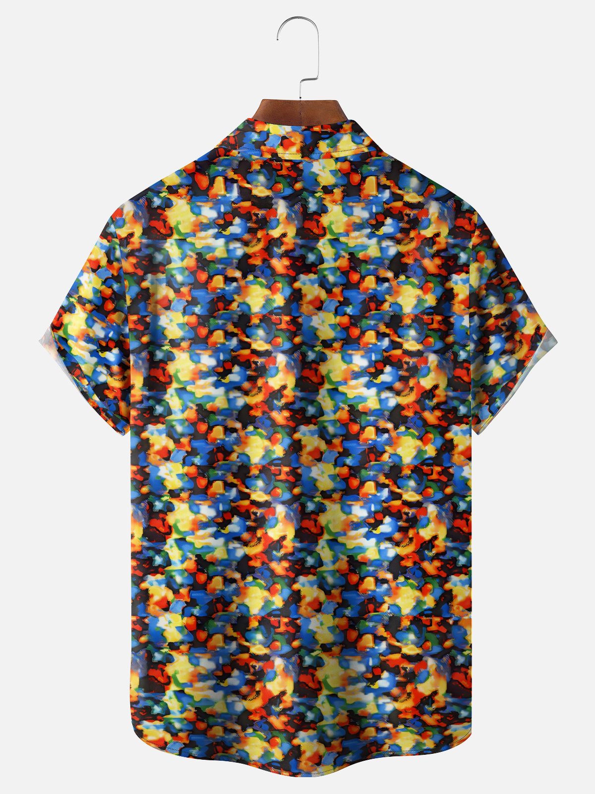 Moisture Wicking Art Gradient Dots Chest Pocket Hawaiian Shirt