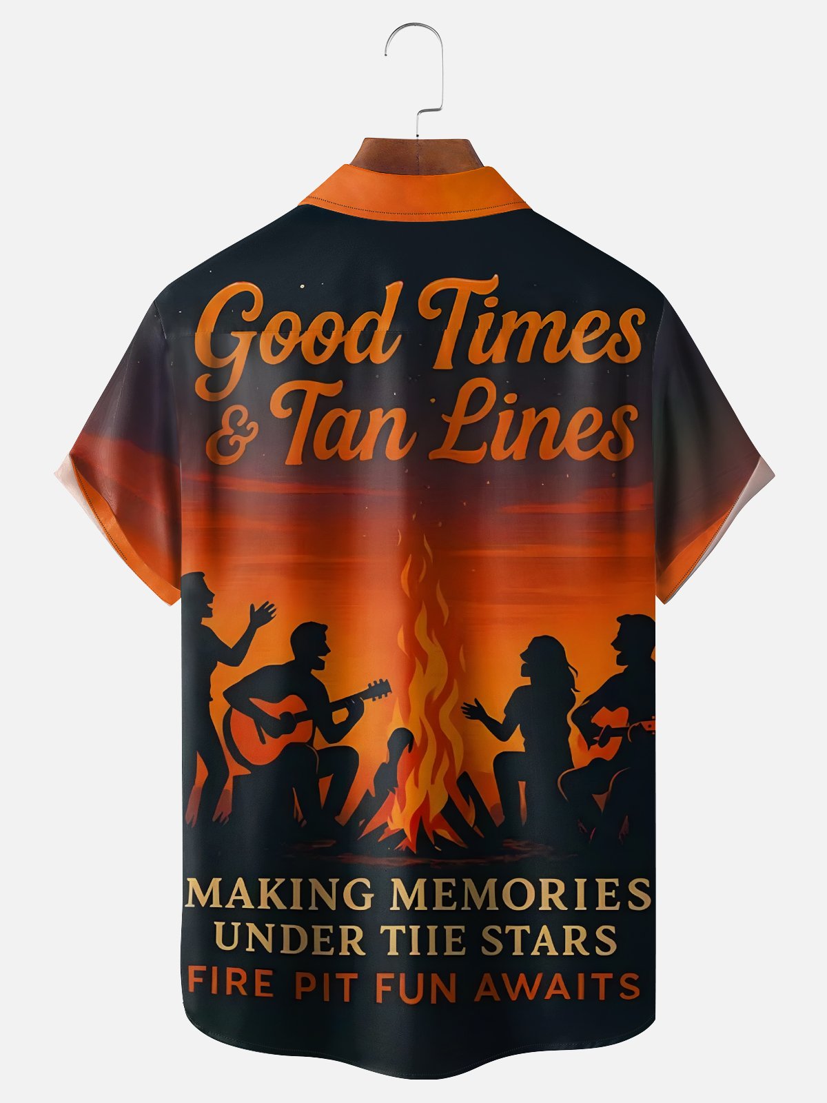 Moisture Wicking Fire Pit Music Chest Pocket Hawaiian Shirt