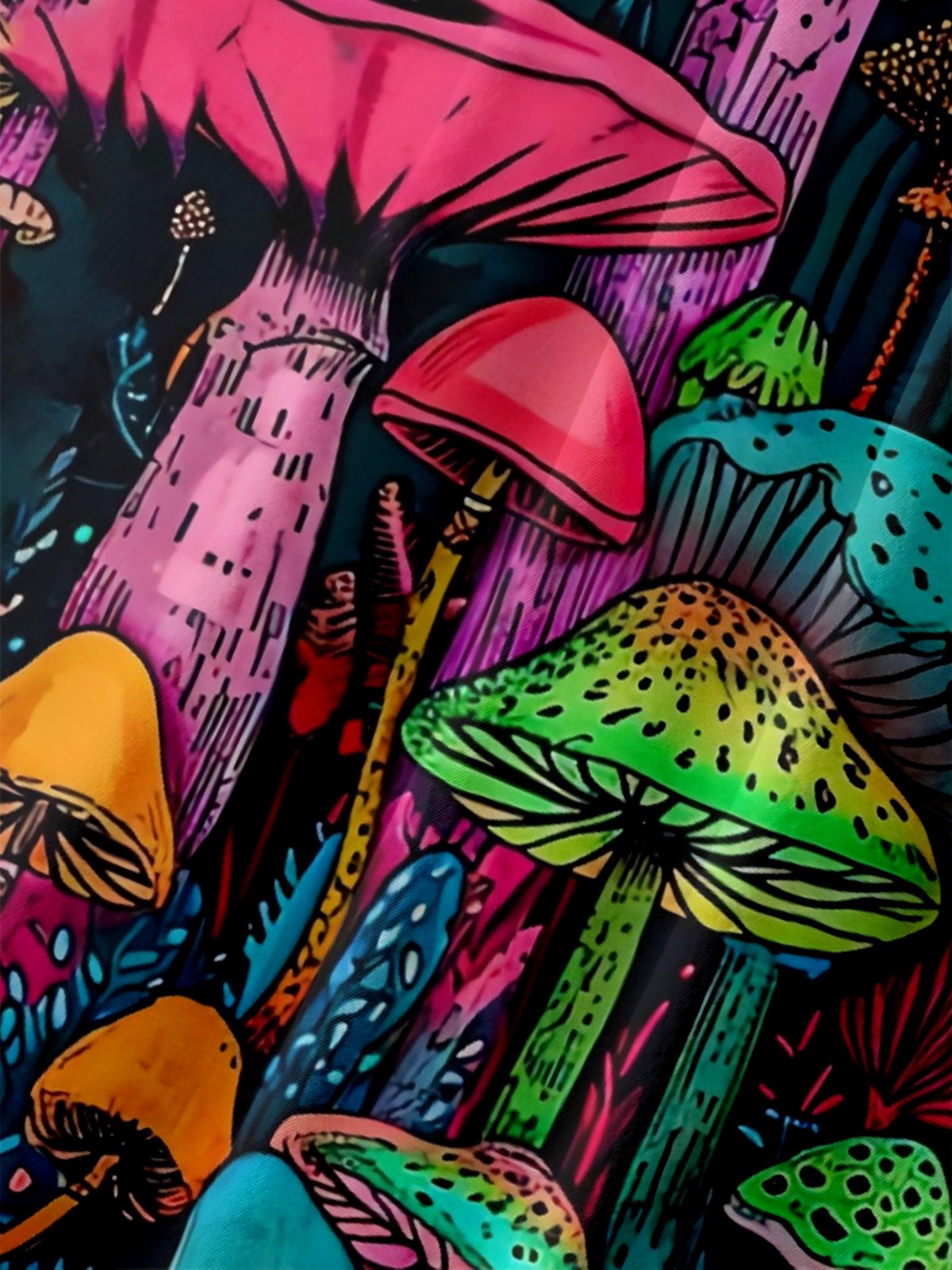 Moisture-wicking Mushroom Hippie Chest Pocket Hawaiian Shirt