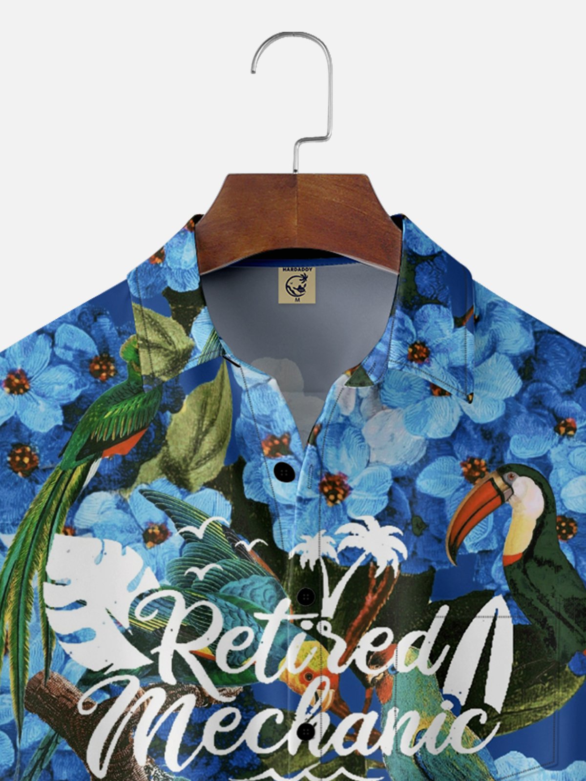 Hardaddy X Emmar Studio Moisture Wicking Vintage Retired Flamingo Parrot Toucan Chest Pocket Hawaiian Shirt