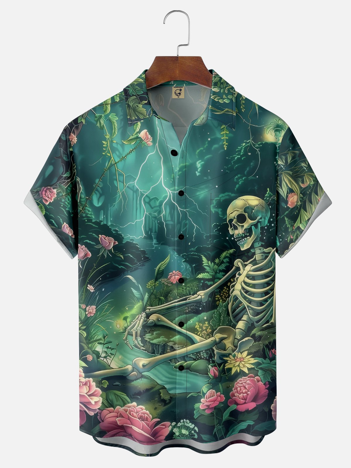 Moisture-wicking Skull Art Halloween Fun Chest Pocket Casual Shirt