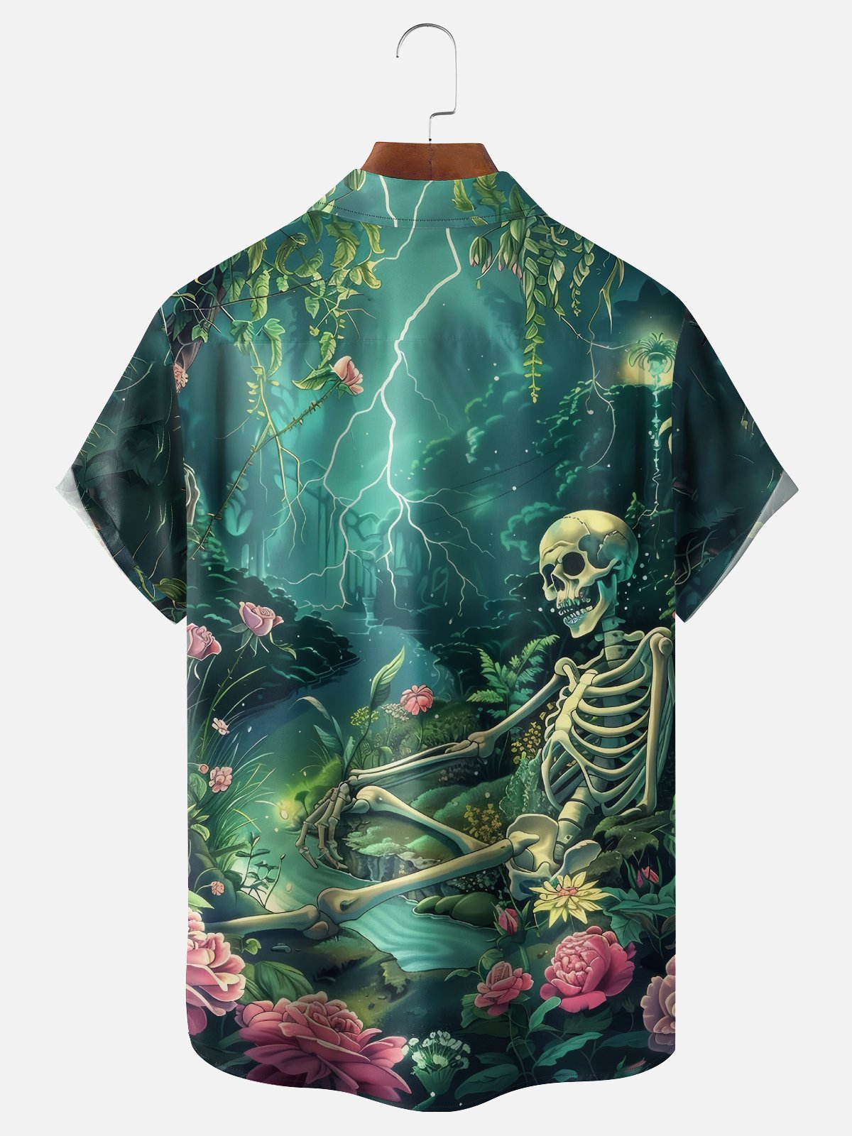 Moisture-wicking Skull Art Halloween Fun Chest Pocket Casual Shirt