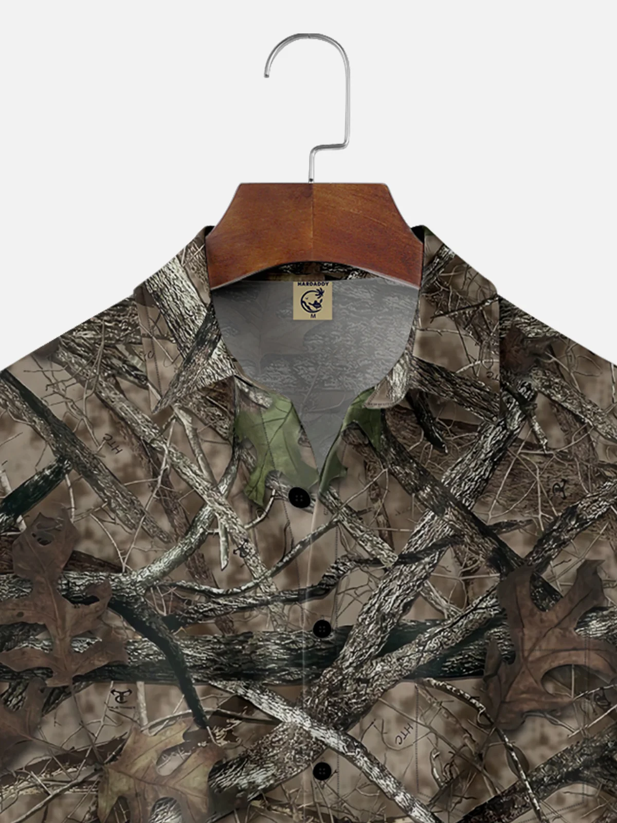 Moisture Wicking Leaves Camouflage Chest Pocket Hawaiian Shirt
