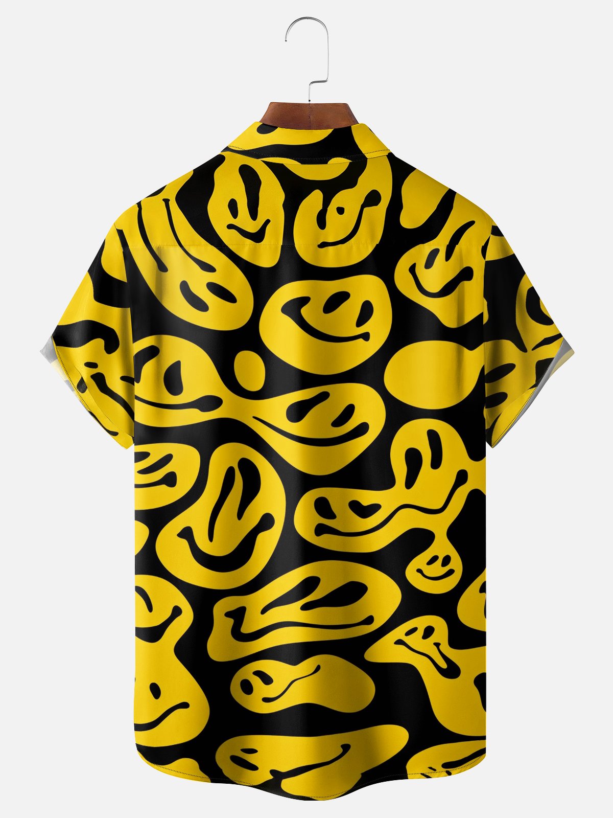 Moisture Wicking Abstract Smiley Face Chest Pocket Hawaiian Shirt