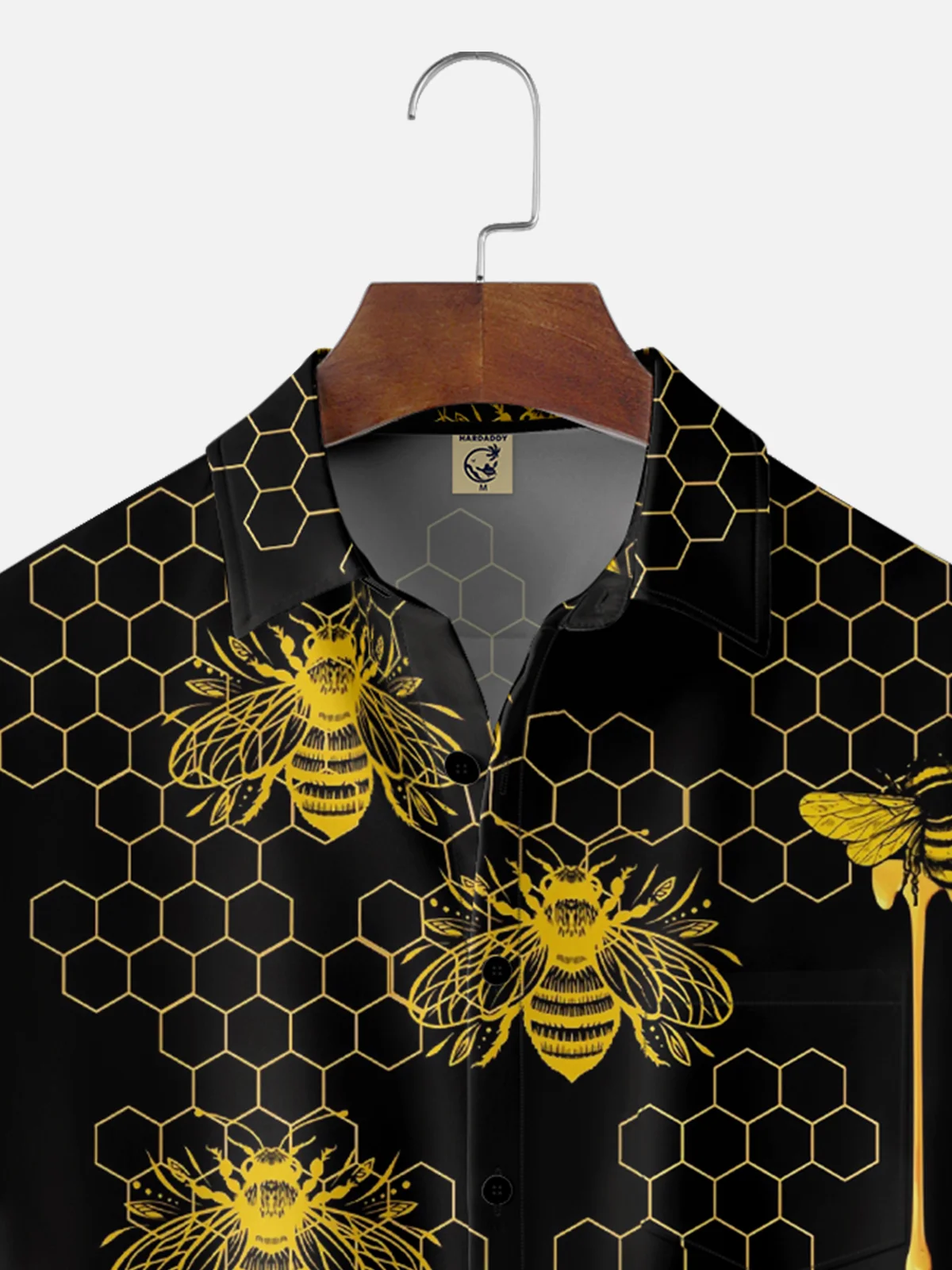 Moisture Wicking Bee Honey Chest Pocket Hawaiian Shirt