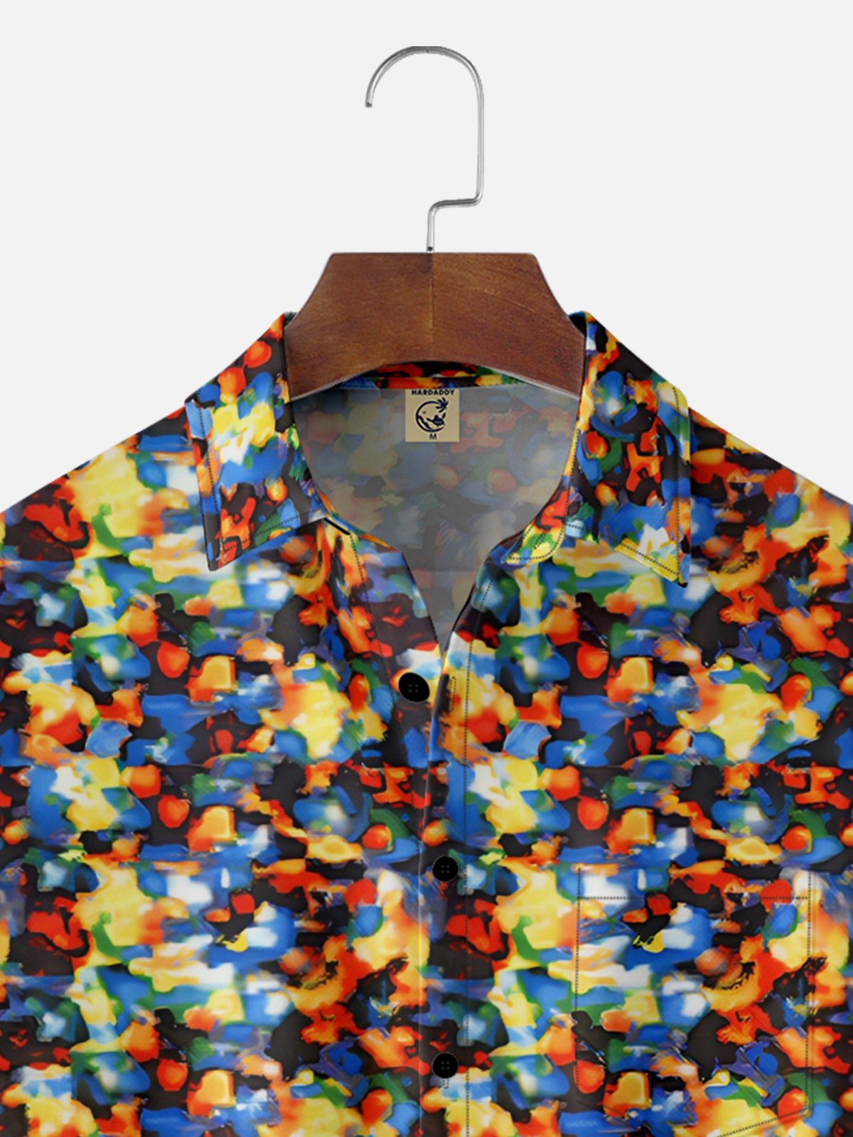 Moisture Wicking Art Gradient Dots Chest Pocket Hawaiian Shirt