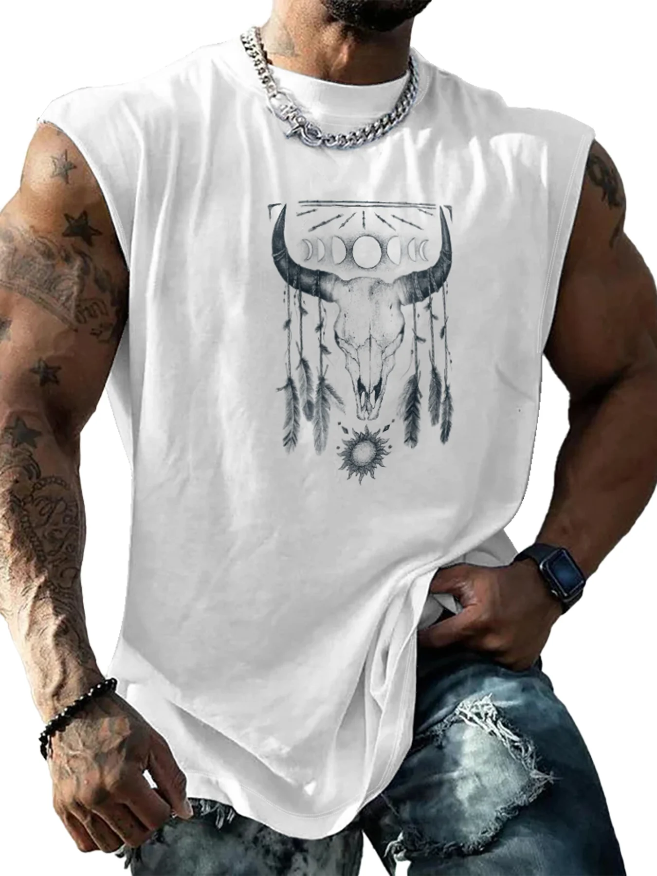 Hardaddy X Mikekoubou Mens Crewneck Tank Tops Rodeo Beach Sleeveless Shirt