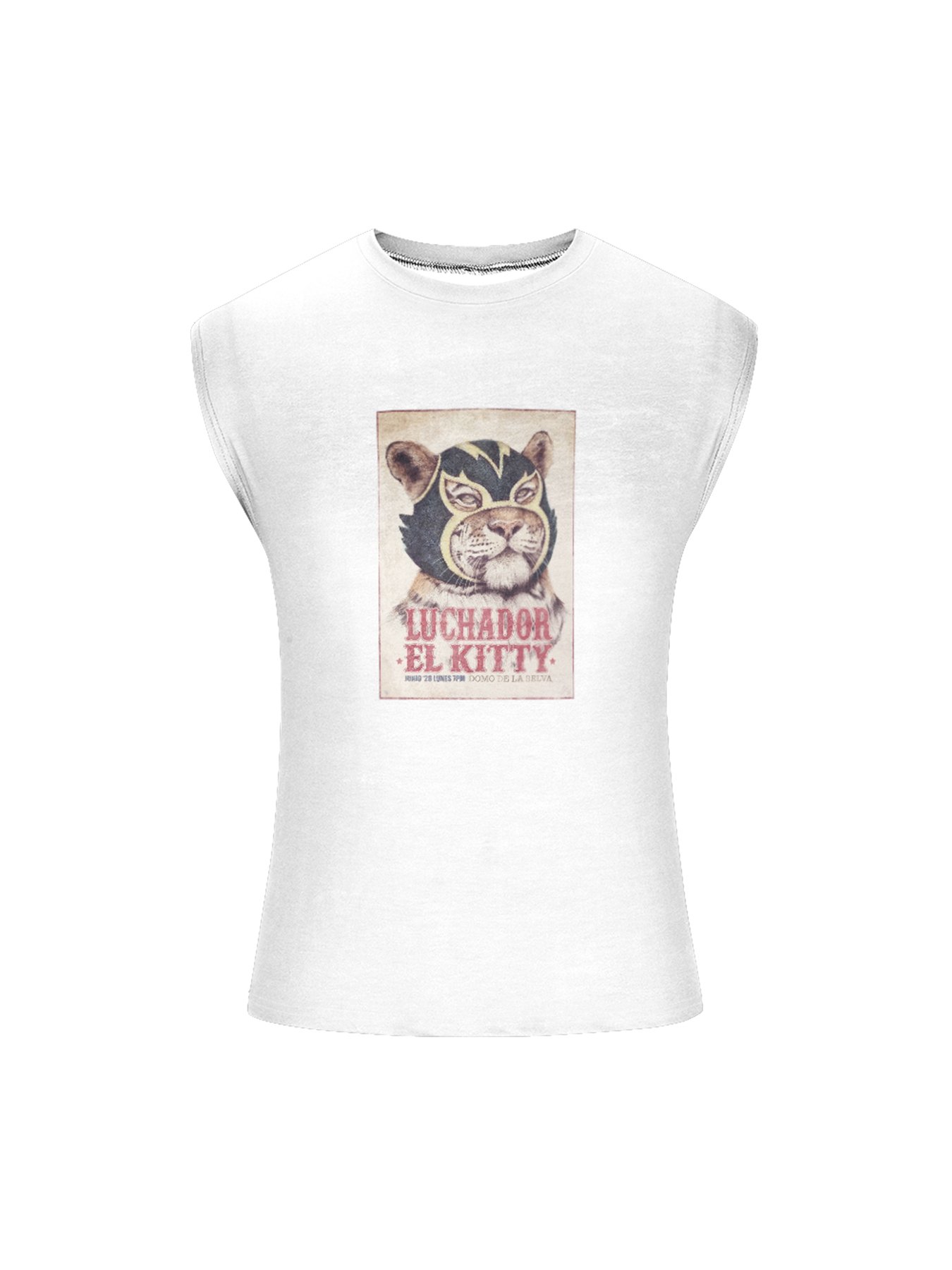 Hardaddy X Mikekoubou Mens Crewneck Tank Tops Mexican Lucha Libre Kitty Beach Sleeveless Shirt