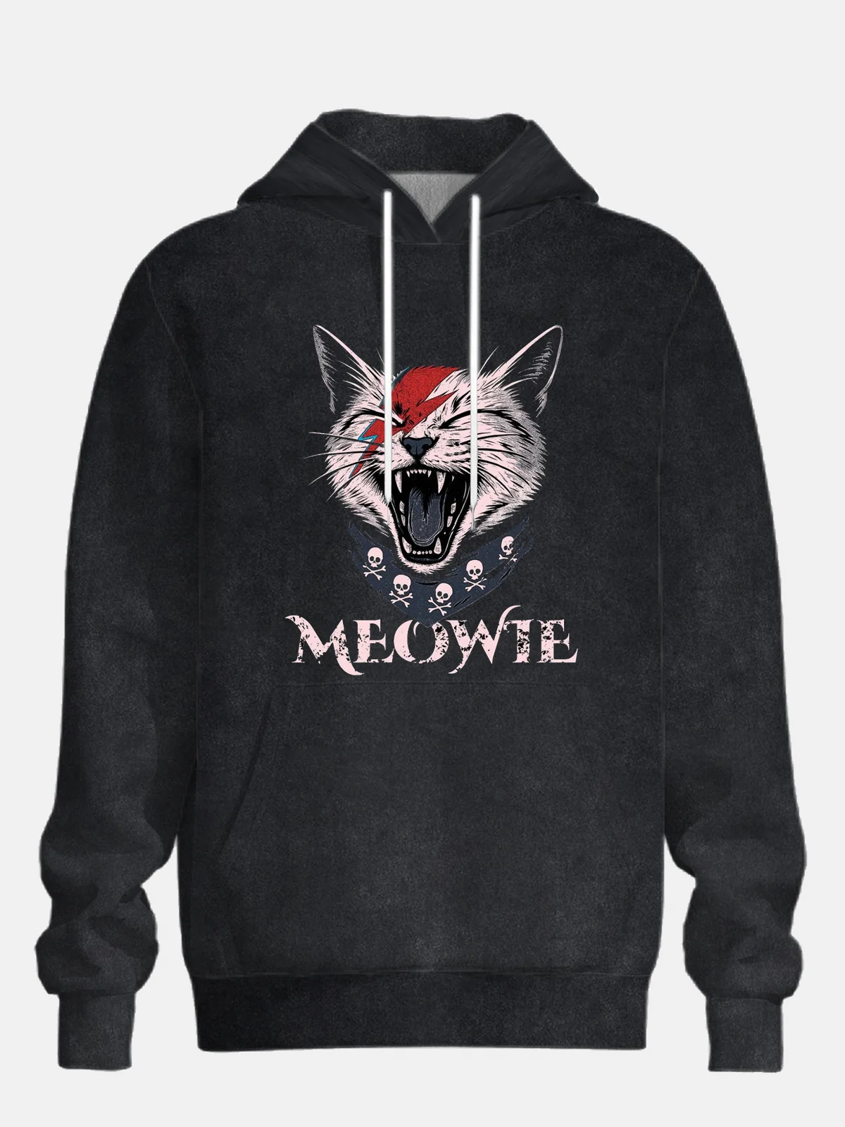 Retro Rock Music Cat Casual Hoodie Sweatshirt