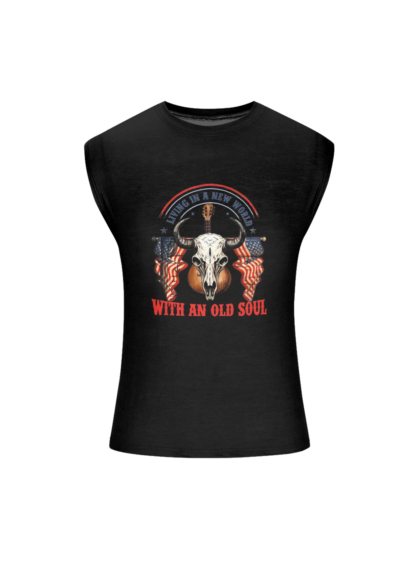 Mens Crewneck Tank Tops Western Rodeo Beach Sleeveless Shirt