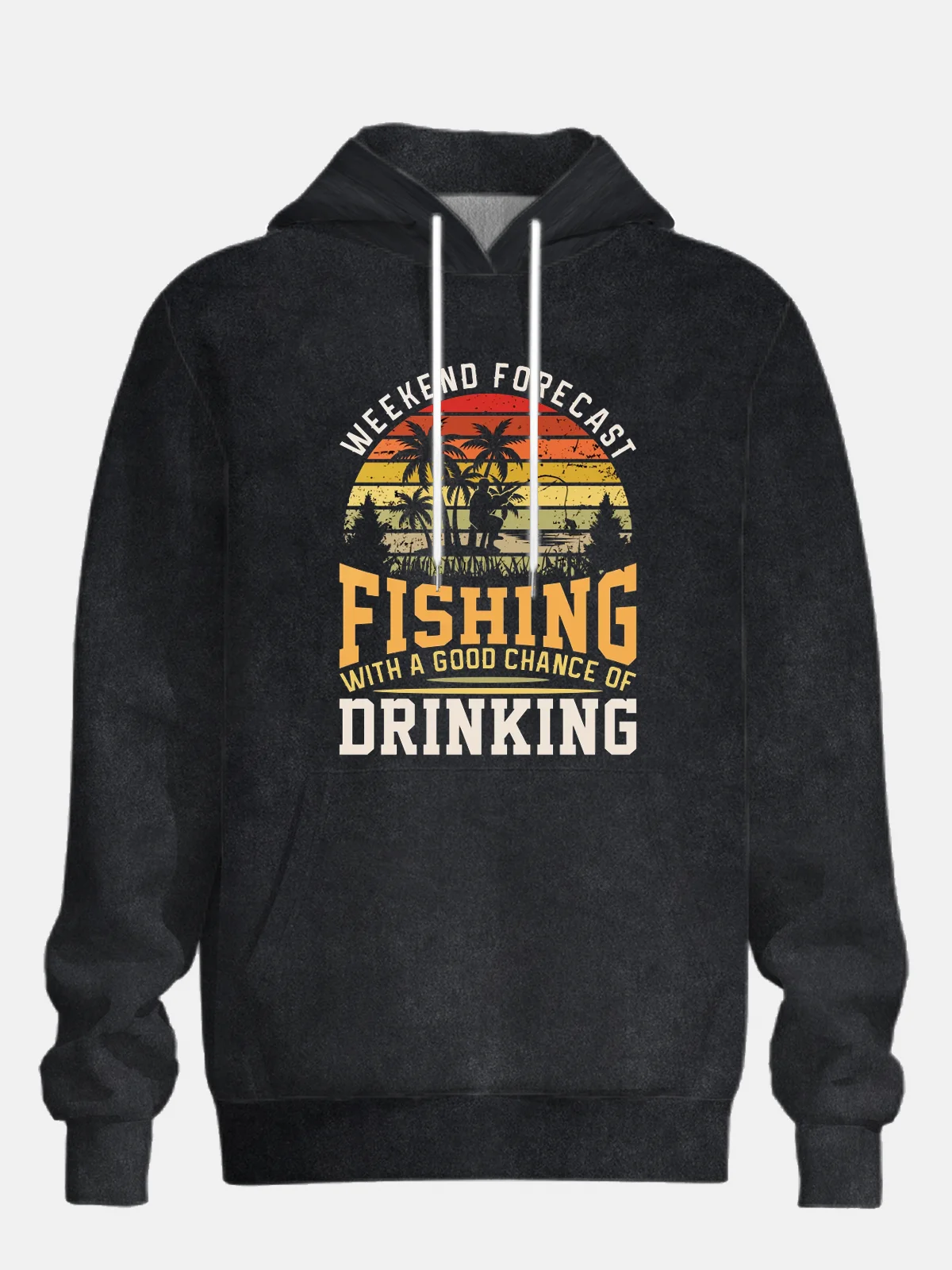 Vintage Hawaiian Coconut Tree Fishing Hoodie Sweatshirt